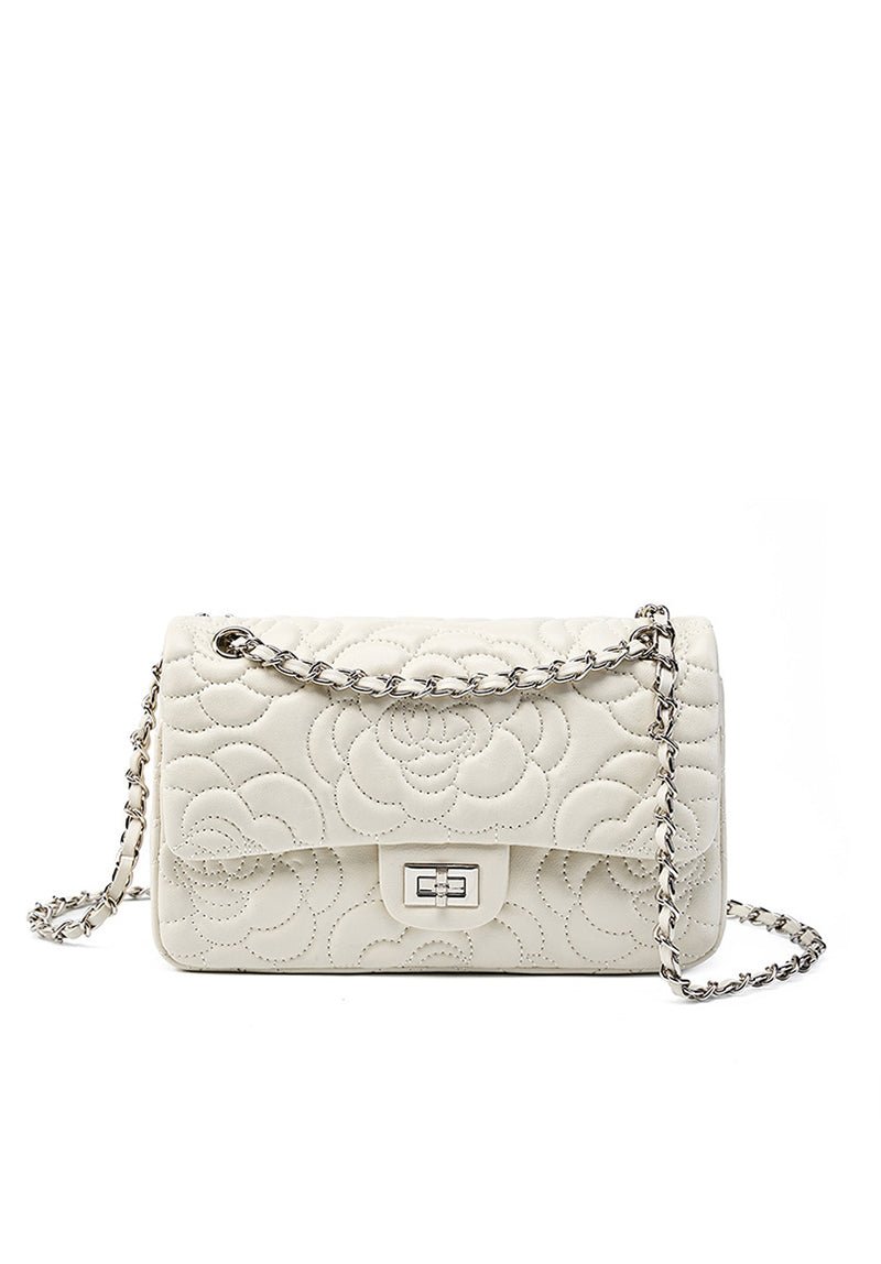Genuine Leather White Crossbody Bag