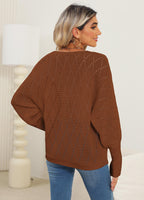 Lace Detail V-Neck Long Sleeve Deep Camel Sweater