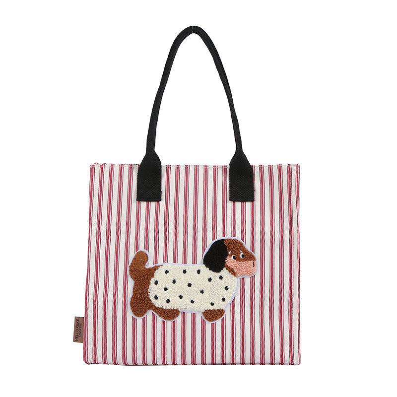 Vertical Stripes Spot Dog Tote Bag