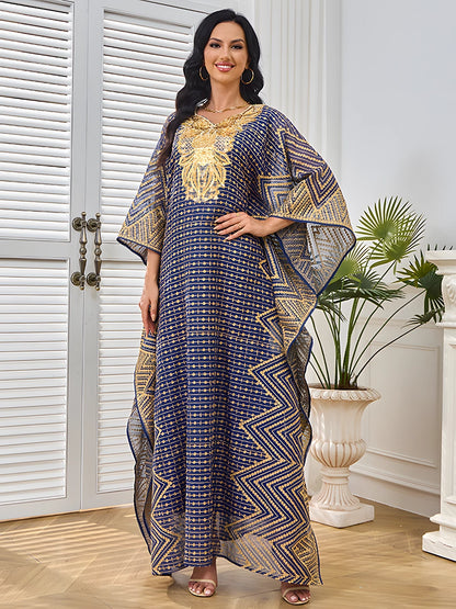 Embroidery Beaded Collar Flower Large Two-piece Jalabiya