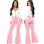 High-Waisted Slim Stretch Pink Denim