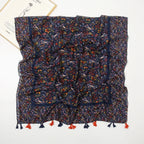 Cotton Linen Retro Starry Night Floral Long Scarf