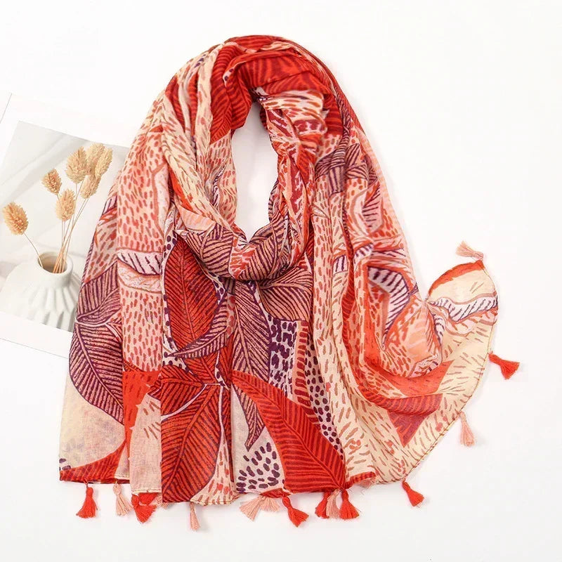 Vintage Soft Peach Multicolor Scarf