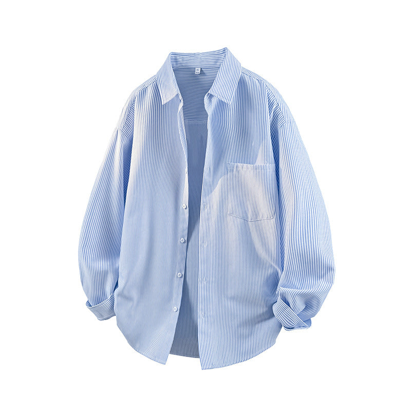 Windproof Moonlight Blue Striped Shirt