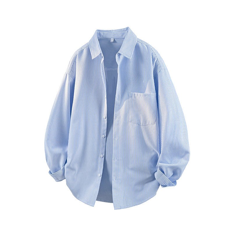 Windproof Moonlight Blue Striped Shirt