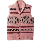 Retro Casual Men Knitted Old Pink Cardigan