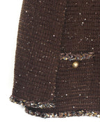 French Socialite Style Coffee Tweed Jacket
