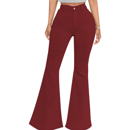 High-Waisted Slim Stretch Wine Denim