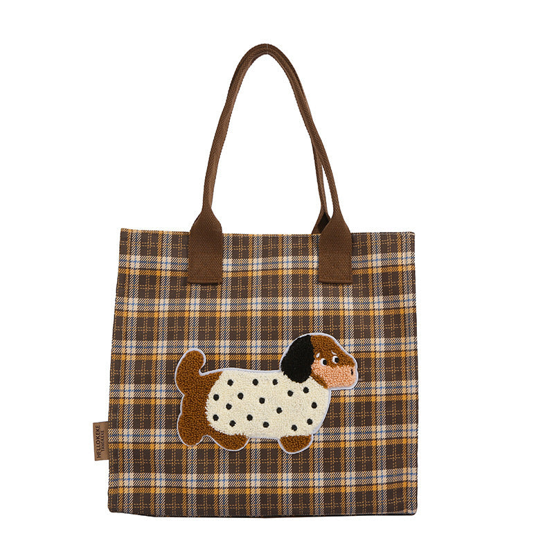 Vertical Stripes Spot Dog Tote Bag