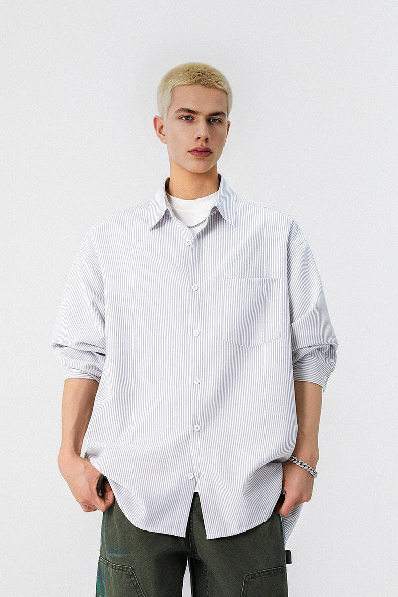 Windproof Gray Striped Shirt