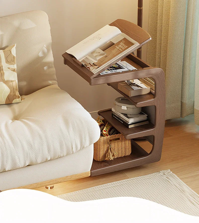 Solid Wood Movable Sofa Side Table