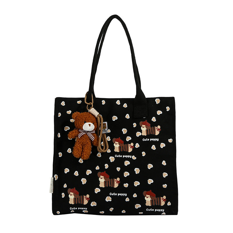 Vertical Stripes Heart Thin Dog Tote Bag