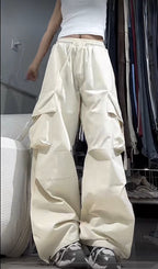 Retro Workwear Casual Loose Apricot Pants