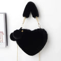 Korean Style Black Love Chain Fluff Bag