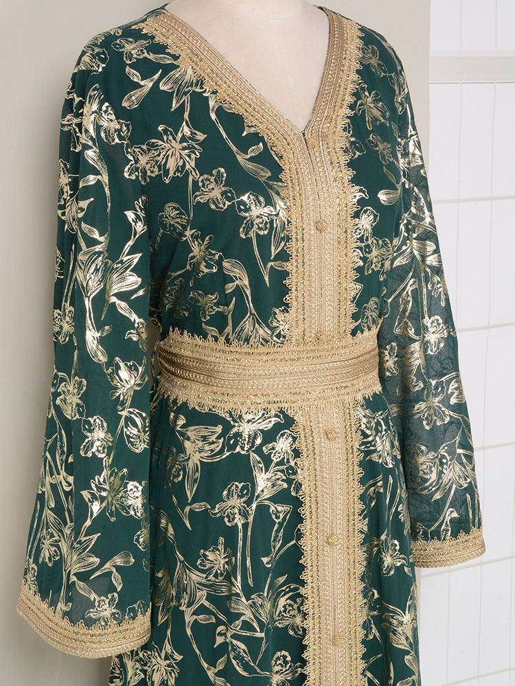 Floral Embroidered Evening Dress