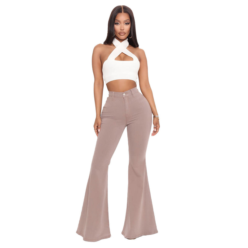 High-Waisted Slim Stretch Mocha Denim