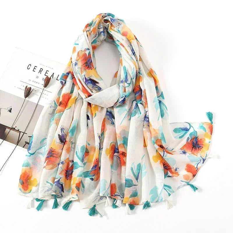 Vintage Pastel Bloom Floral Scarf