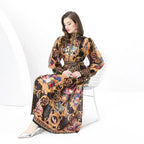 Court Style Lantern Sleeve Strap Waist Luxury Black Dress