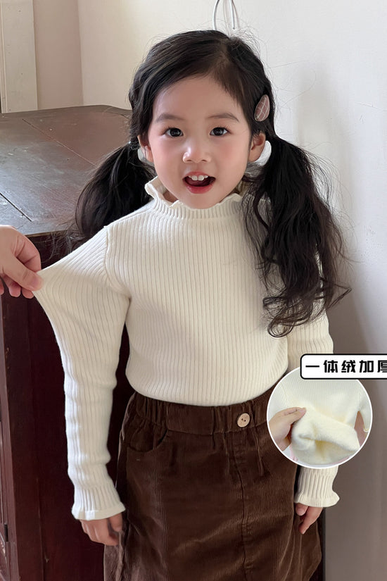 Bottoming Thik Fleece Lined Apricot Knitted Sweater