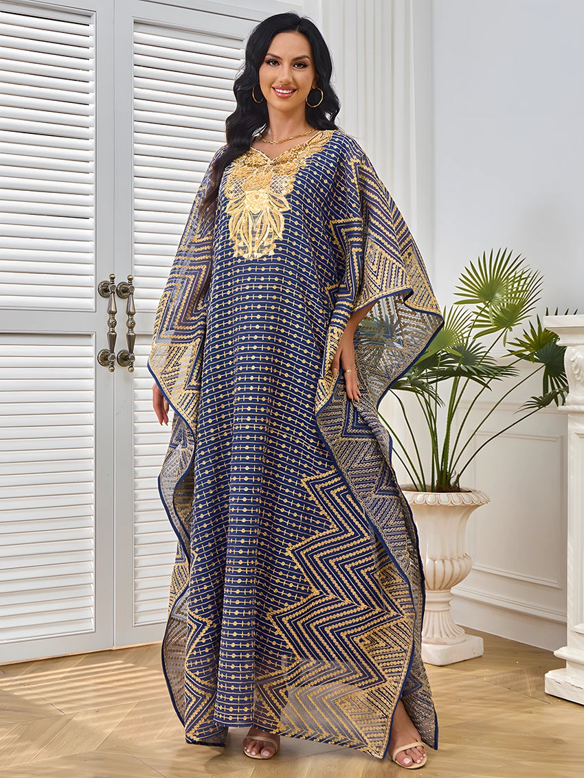 Embroidery Beaded Collar Flower Large Two-piece Jalabiya