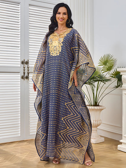 Embroidery Beaded Collar Flower Large Two-piece Jalabiya