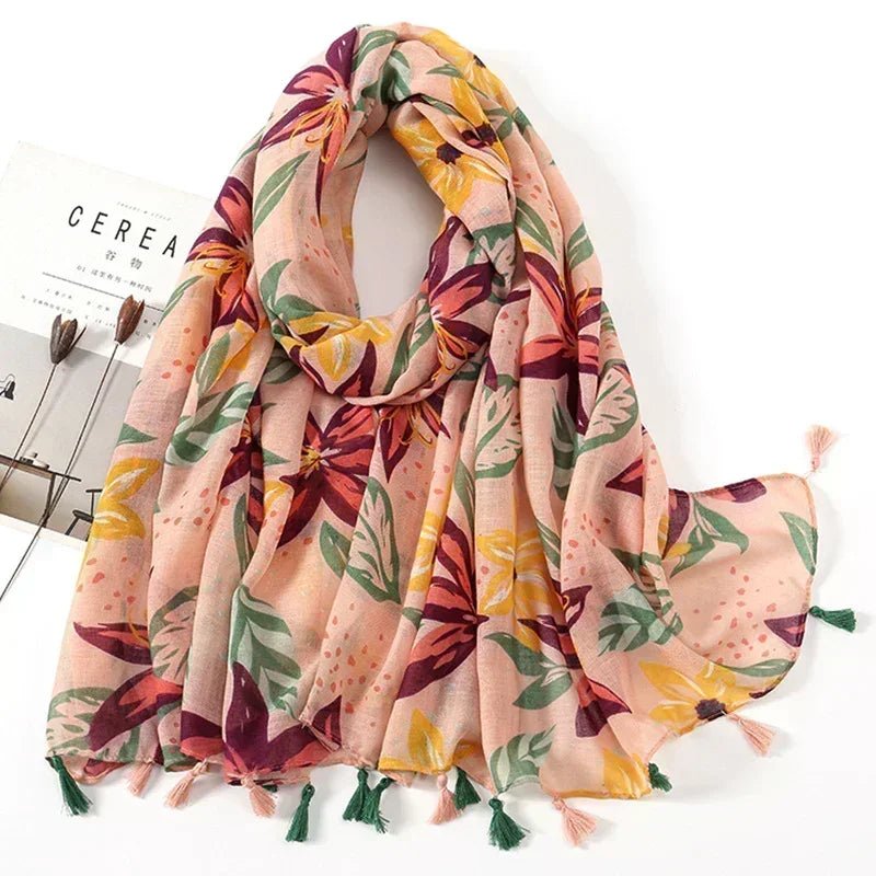 Vintage Soft Peach Multicolor Scarf