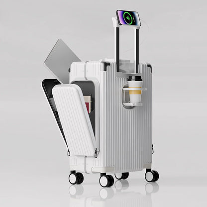 Three-Opening Multi-Functional Travel White Luggage