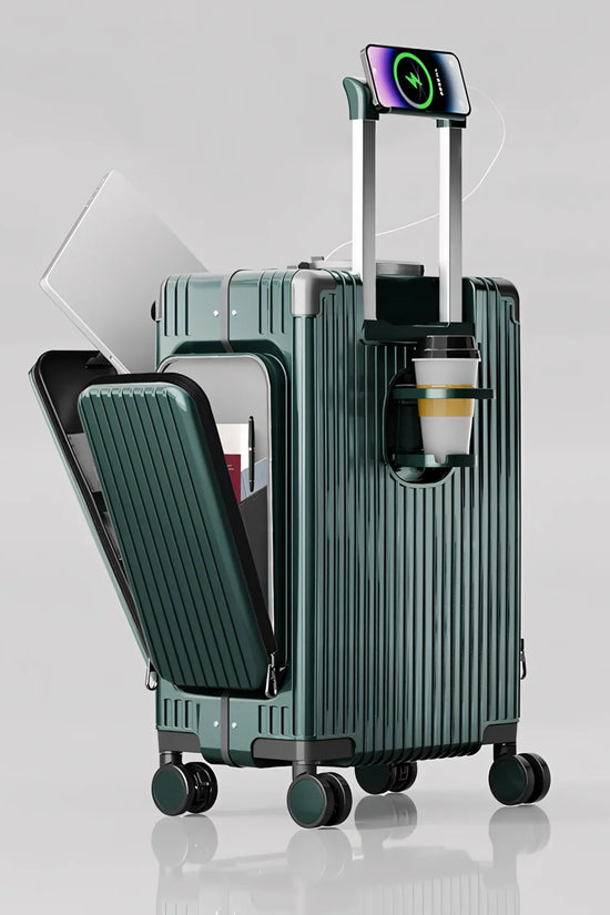 Three-Opening Multi-Functional Travel Green Luggage