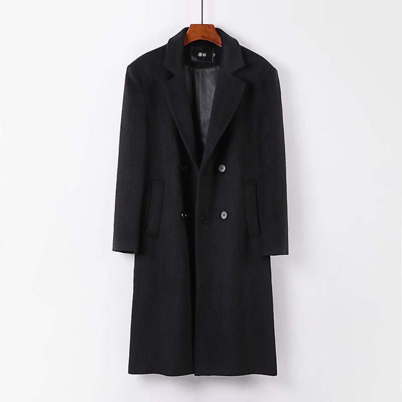 Handsome Woolen Men Black Coat