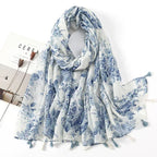 Vintage Soft Blue Toile Scarf