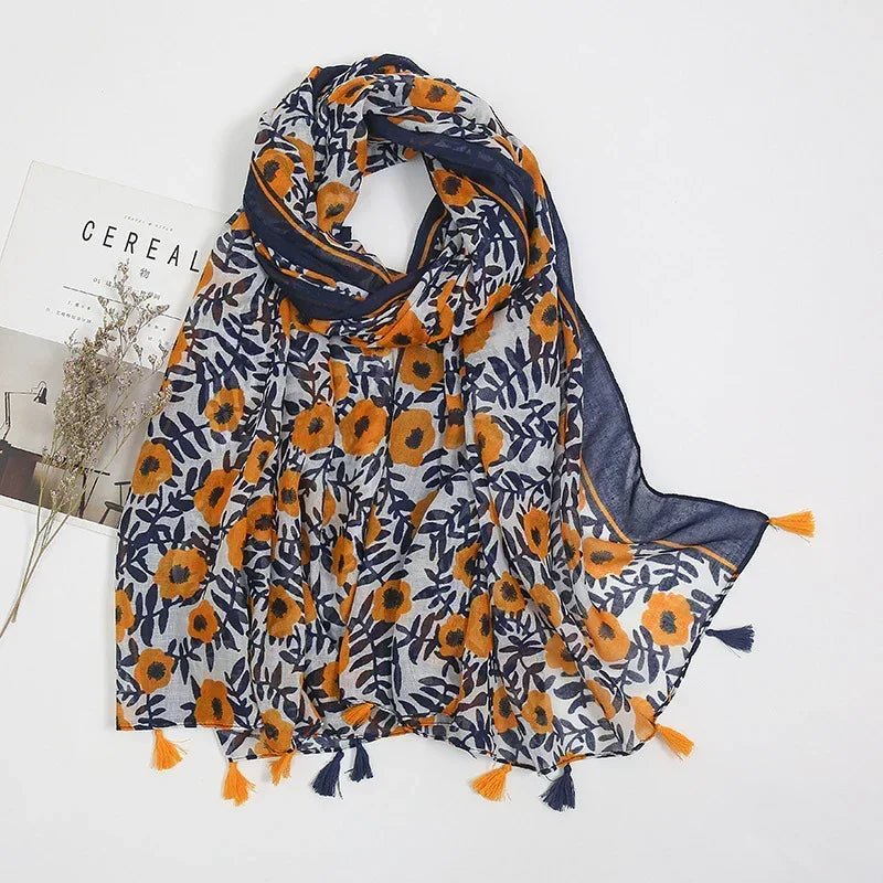 Vintage Stitching Bohemian Cashew Midnight Blue Scarf