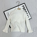 Bottoming Fleece Lined Knitted White Sweater