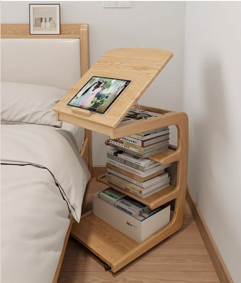 Solid Wood Movable Sofa Side Table