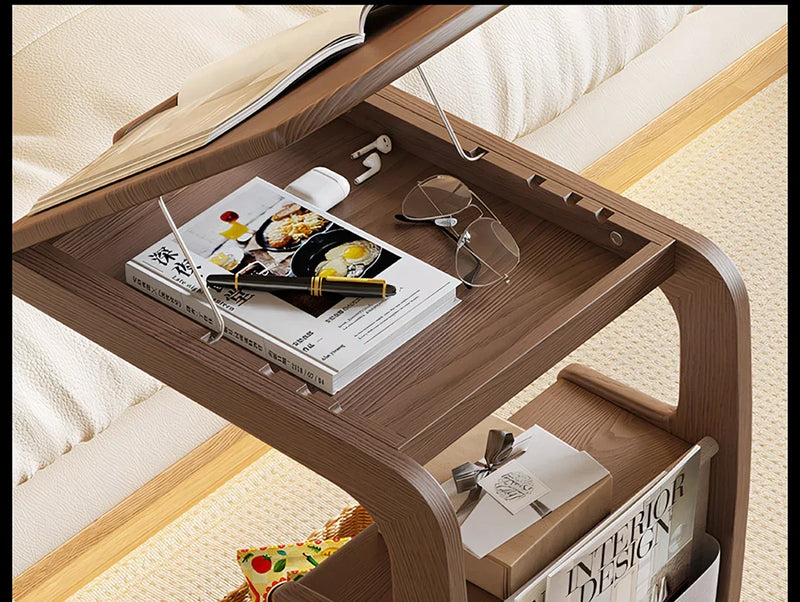 Solid Wood Movable Sofa Side Table