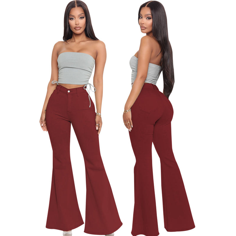 High-Waisted Slim Stretch Wine Denim