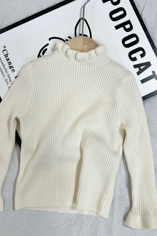 Bottoming Fleece Lined Knitted Apricot Sweater