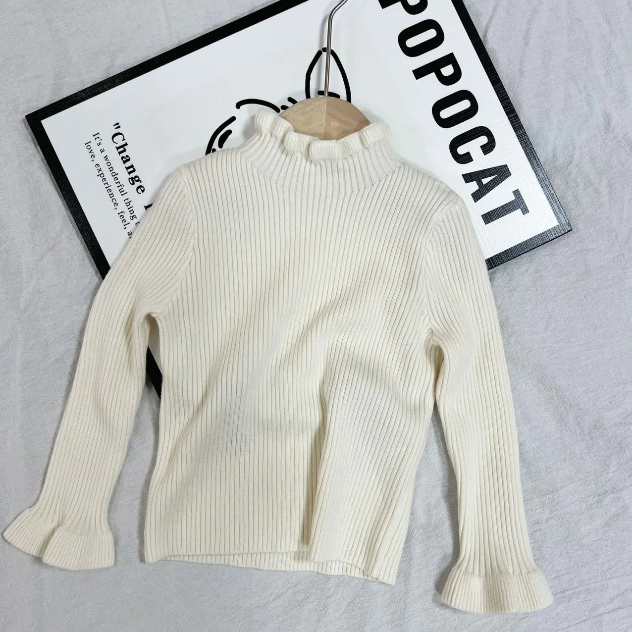 Bottoming Fleece Lined Knitted Apricot Sweater