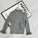 Bottoming Fleece Lined Knitted Gray Sweater