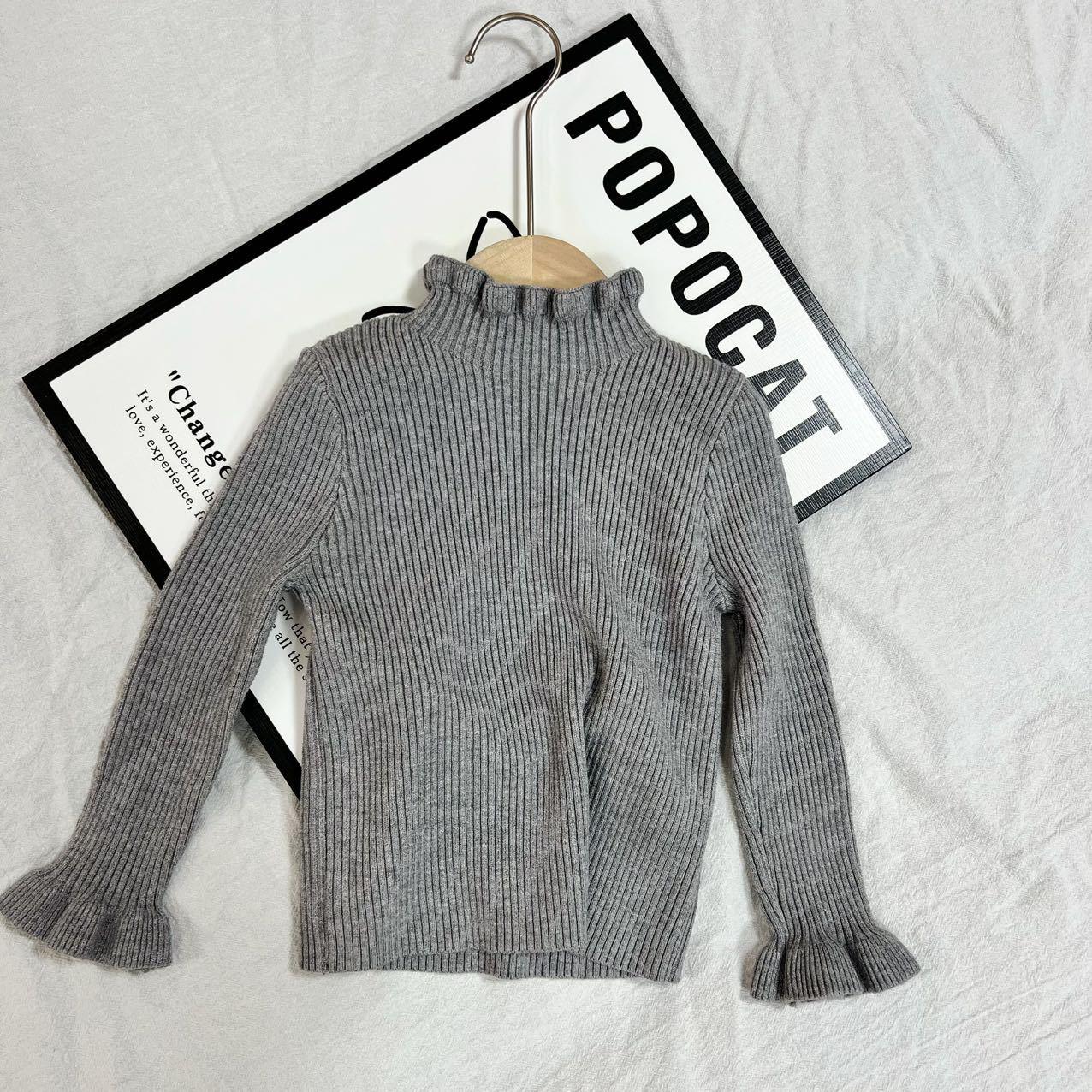 Bottoming Fleece Lined Knitted Gray Sweater