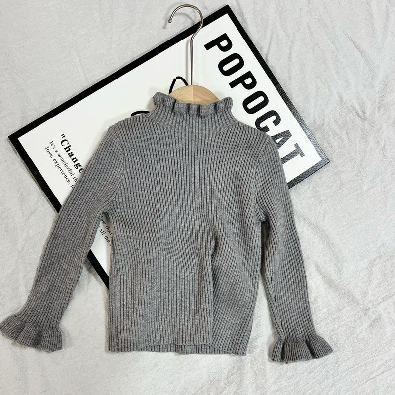 Bottoming Fleece Lined Knitted Gray Sweater