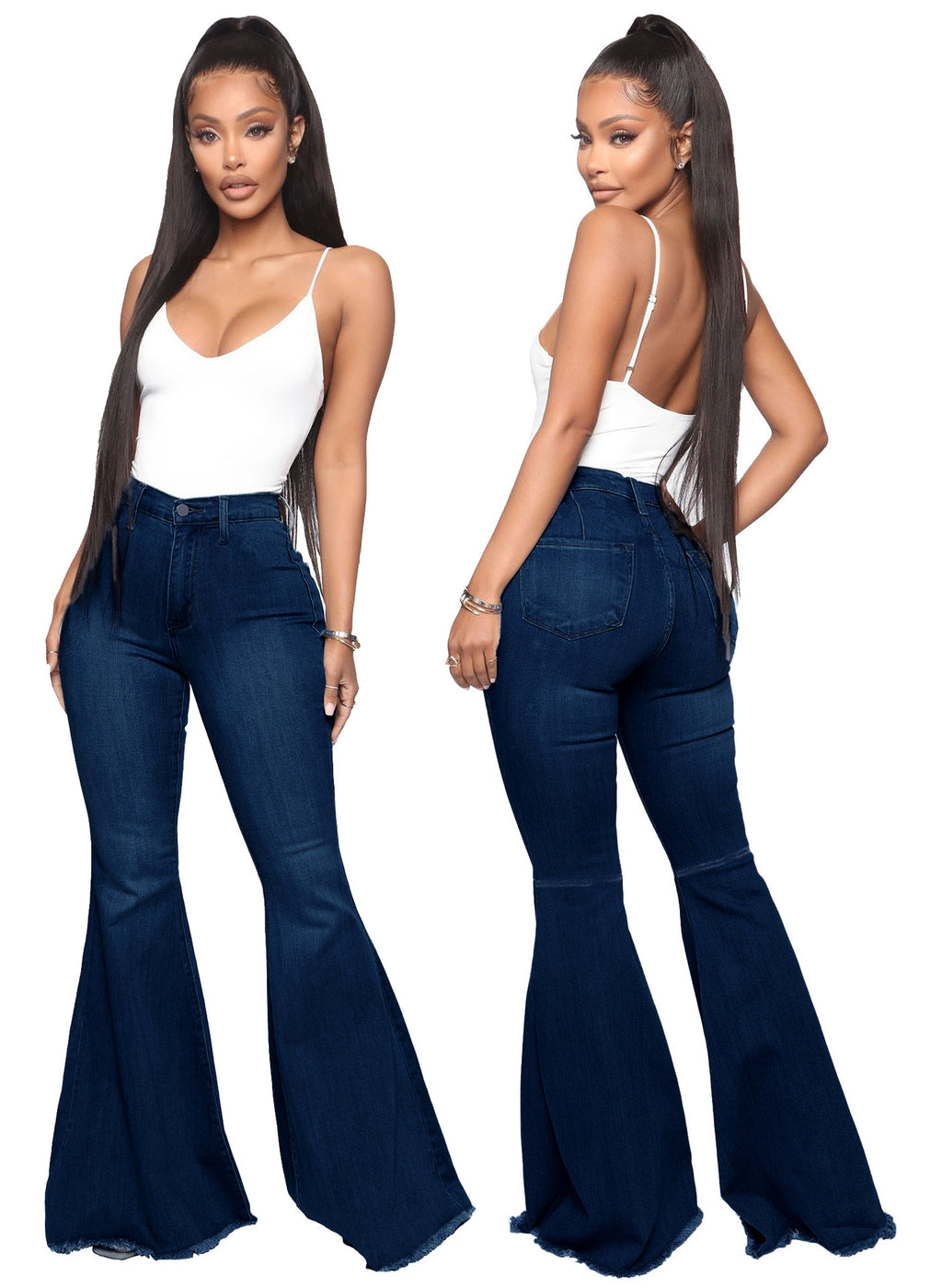 High-Waisted Slim Stretch Dark Blue Denim