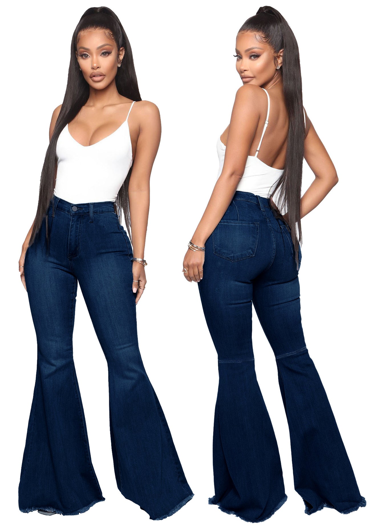 High-Waisted Slim Stretch Dark Blue Denim