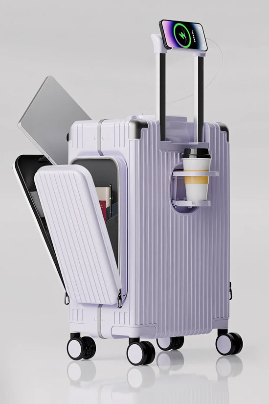Three-Opening Multi-Functional Travel Purple Luggage