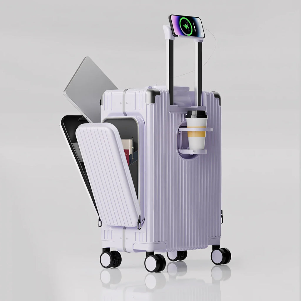 Three-Opening Multi-Functional Travel Purple Luggage