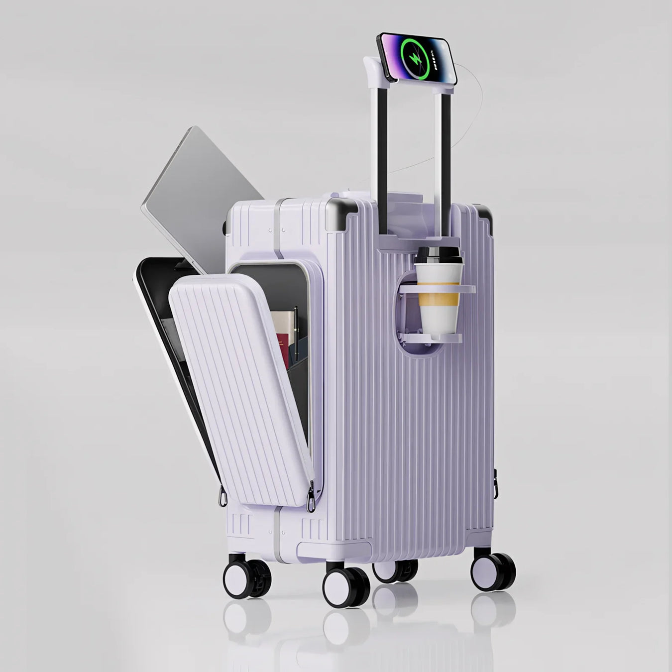 Three-Opening Multi-Functional Travel Purple Luggage