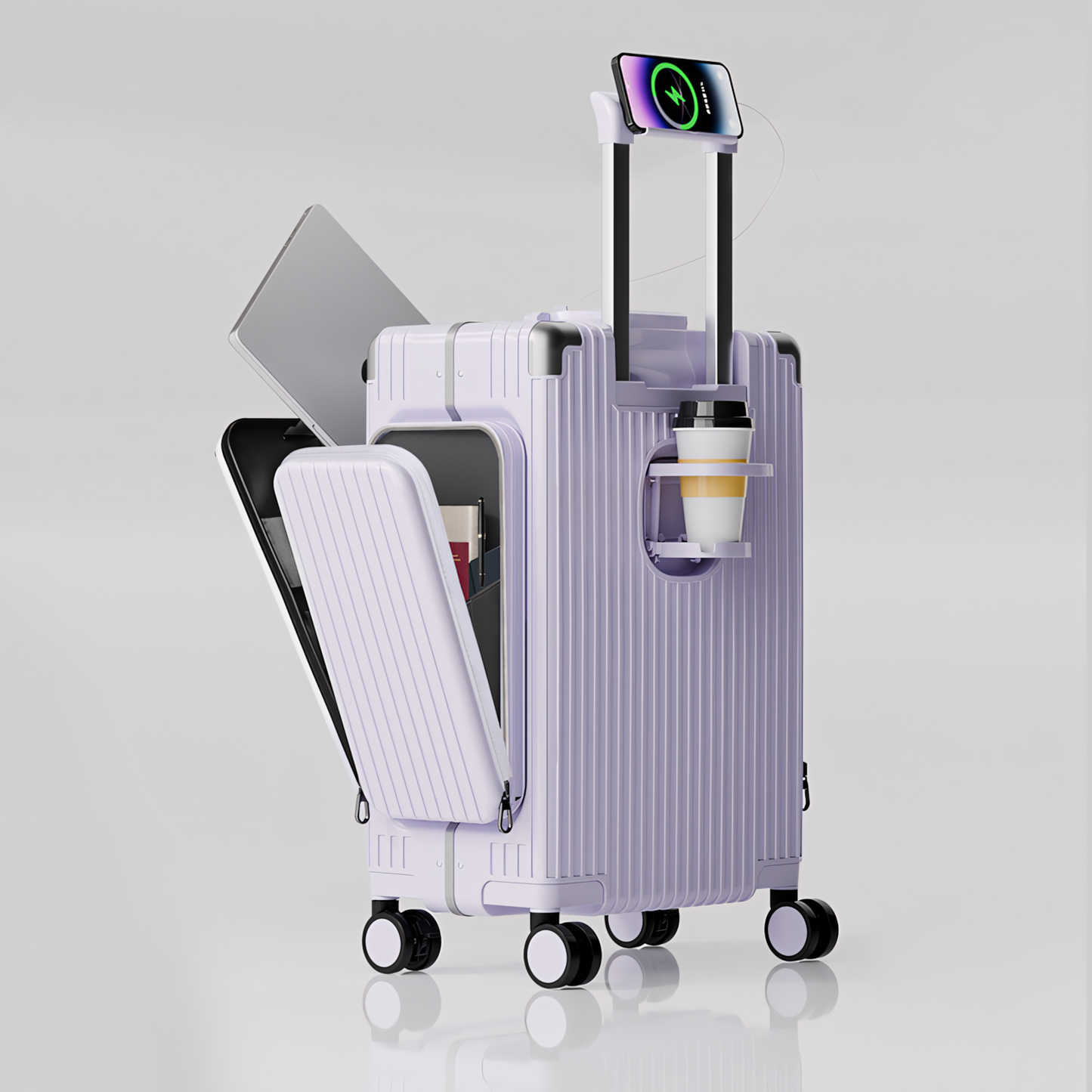 Three-Opening Multi-Functional Travel Purple Luggage
