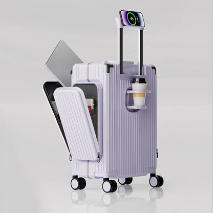 Three-Opening Multi-Functional Travel Purple Luggage