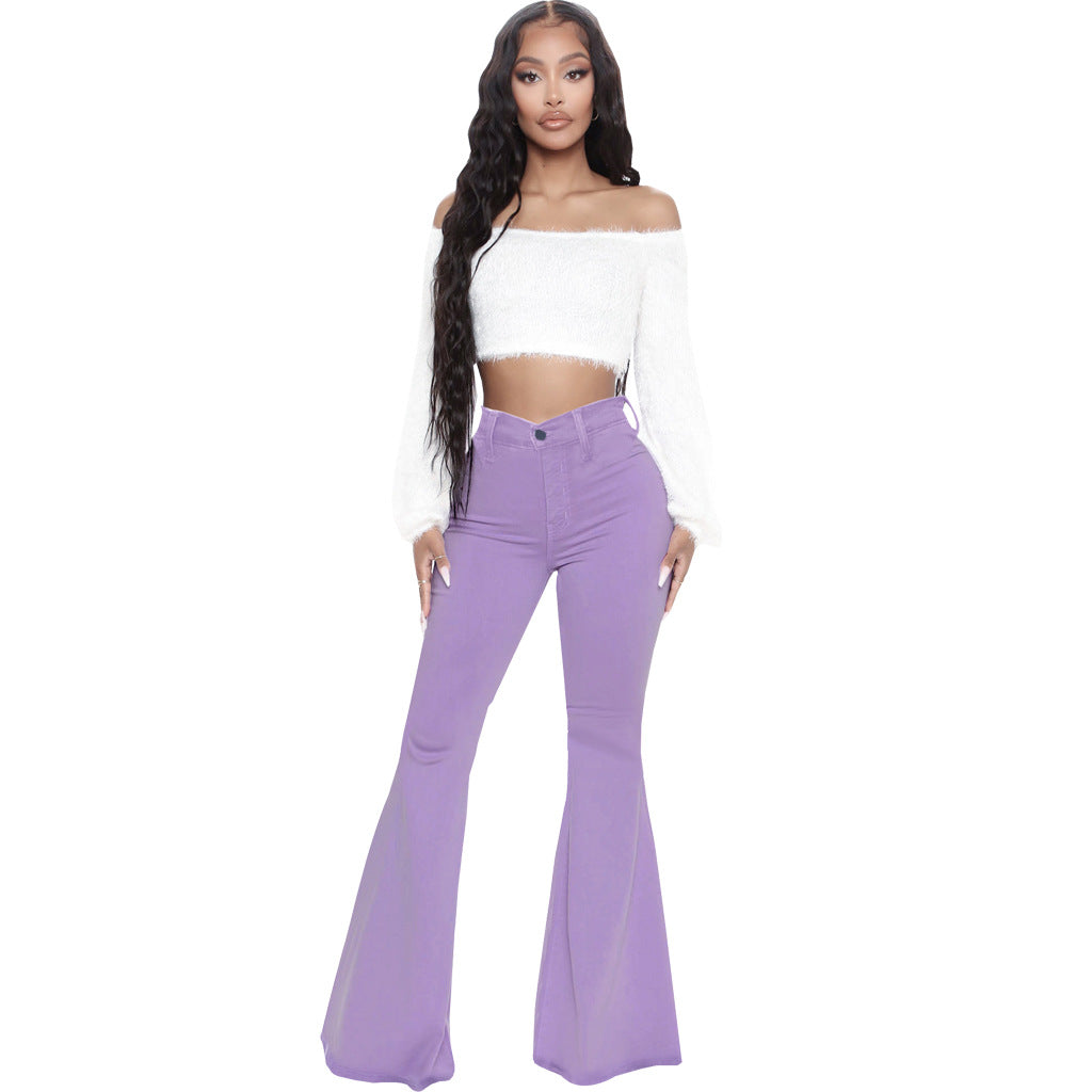 High-Waisted Slim Stretch Purple Denim