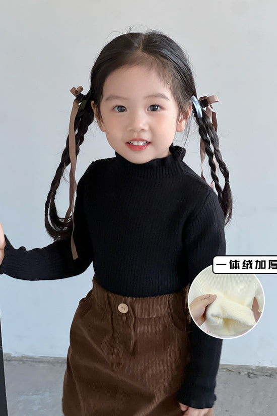 Bottoming Thik Fleece Lined Black Knitted Sweater