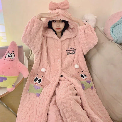 Thickeneded Velvet Flannel Warmth Snot bala Cute Pajama
